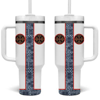 Cameroon Traditional Toghu Pattern Tumbler With Handle African Tribal Ndop Geometric Design