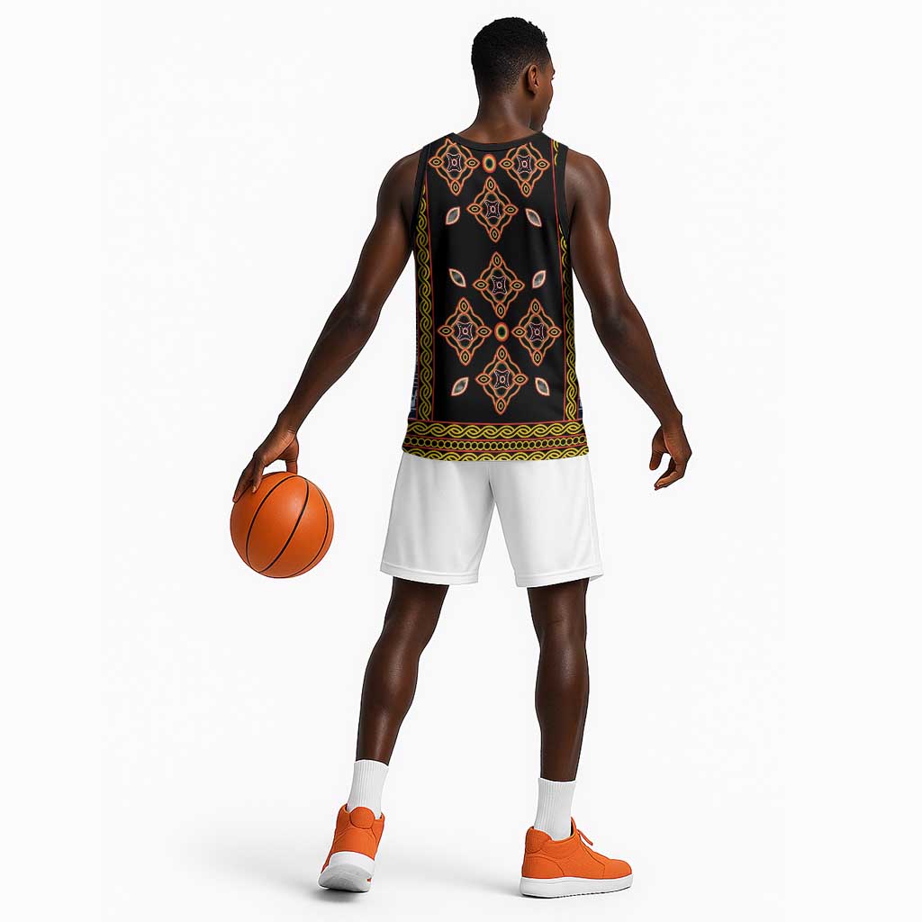 Cameroon Bamileke Toghu Pattern Basketball Jersey Bamenda Royal Cultural Design