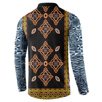 Cameroon Bamileke Toghu Pattern Button Sweatshirt Bamenda Royal Cultural Design