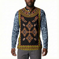 Cameroon Bamileke Toghu Pattern Button Sweatshirt Bamenda Royal Cultural Design