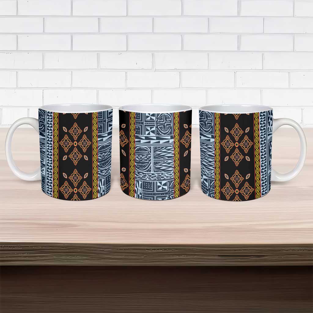 Cameroon Bamileke Toghu Pattern Ceramic Mug Bamenda Royal Cultural Design