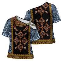 Cameroon Bamileke Toghu Pattern Cross Shoulder Shirt Bamenda Royal Cultural Design
