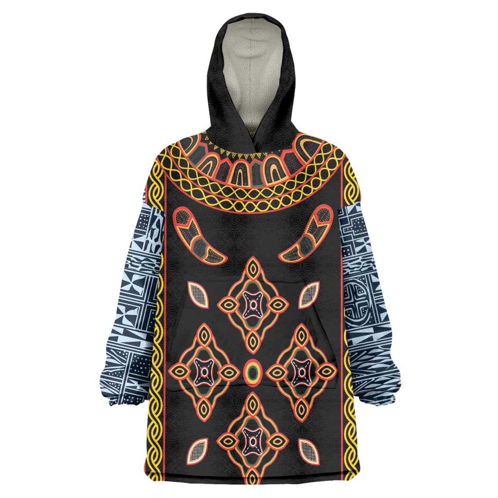 Cameroon Bamileke Toghu Pattern Kid Wearable Blanket Hoodie Bamenda Royal Cultural Design