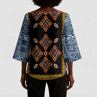Cameroon Bamileke Toghu Pattern Kimono Sleeve Blouse Bamenda Royal Cultural Design