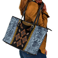 Cameroon Bamileke Toghu Pattern Leather Tote Bag Bamenda Royal Cultural Design