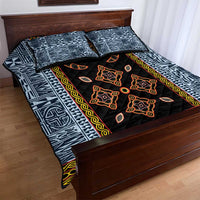 Cameroon Bamileke Toghu Pattern Quilt Bed Set Bamenda Royal Cultural Design