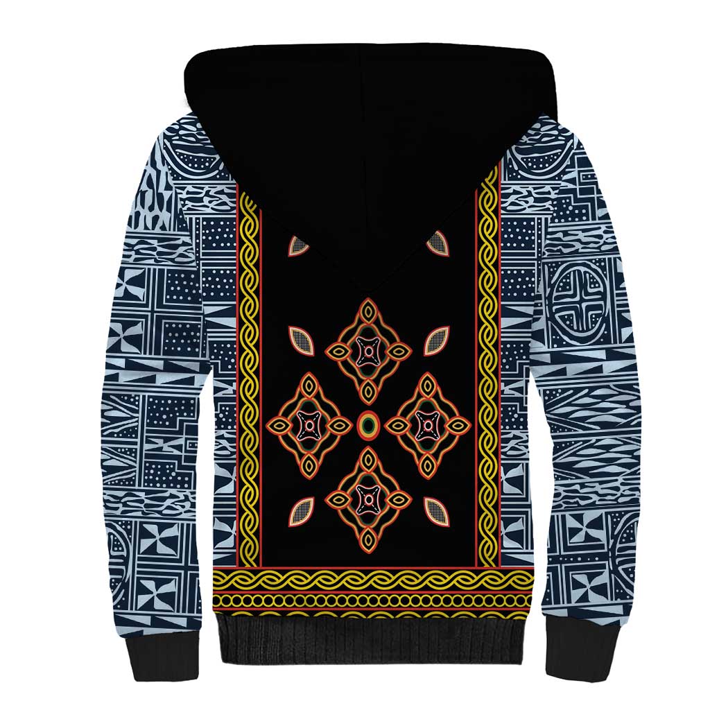 Cameroon Bamileke Toghu Pattern Sherpa Hoodie Bamenda Royal Cultural Design