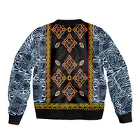 Cameroon Bamileke Toghu Pattern Sleeve Zip Bomber Jacket Bamenda Royal Cultural Design