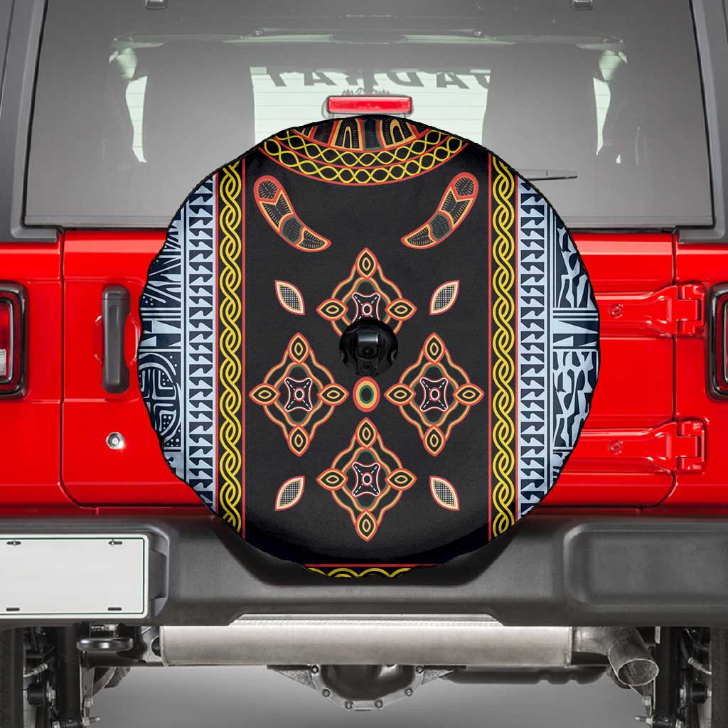 Cameroon Bamileke Toghu Pattern Spare Tire Cover Bamenda Royal Cultural Design
