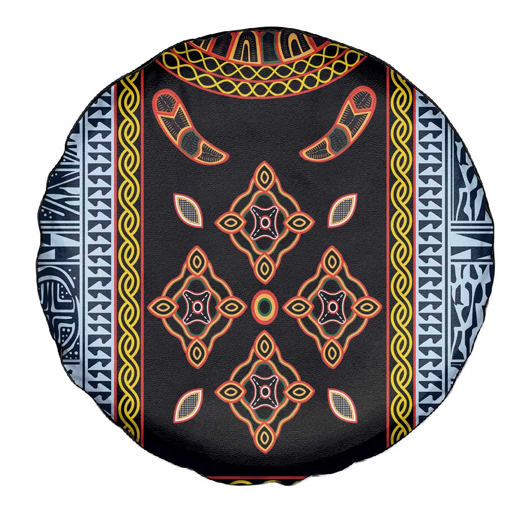 Cameroon Bamileke Toghu Pattern Spare Tire Cover Bamenda Royal Cultural Design