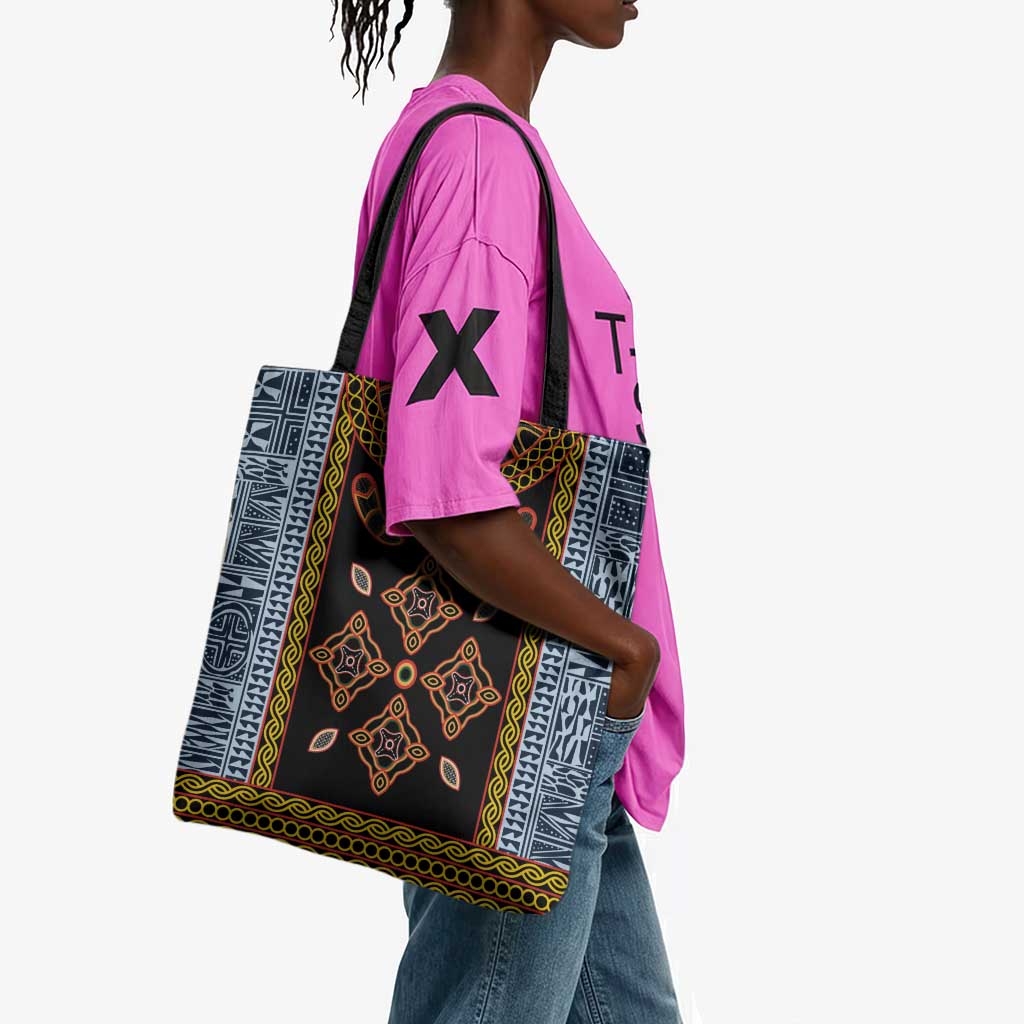 Cameroon Bamileke Toghu Pattern Tote Bag Bamenda Royal Cultural Design