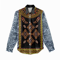 Cameroon Bamileke Toghu Pattern Women Casual Shirt Bamenda Royal Cultural Design