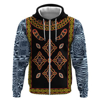 Cameroon Bamileke Toghu Pattern Zip Hoodie Bamenda Royal Cultural Design
