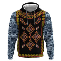 Cameroon Bamileke Toghu Pattern Zip Hoodie Bamenda Royal Cultural Design