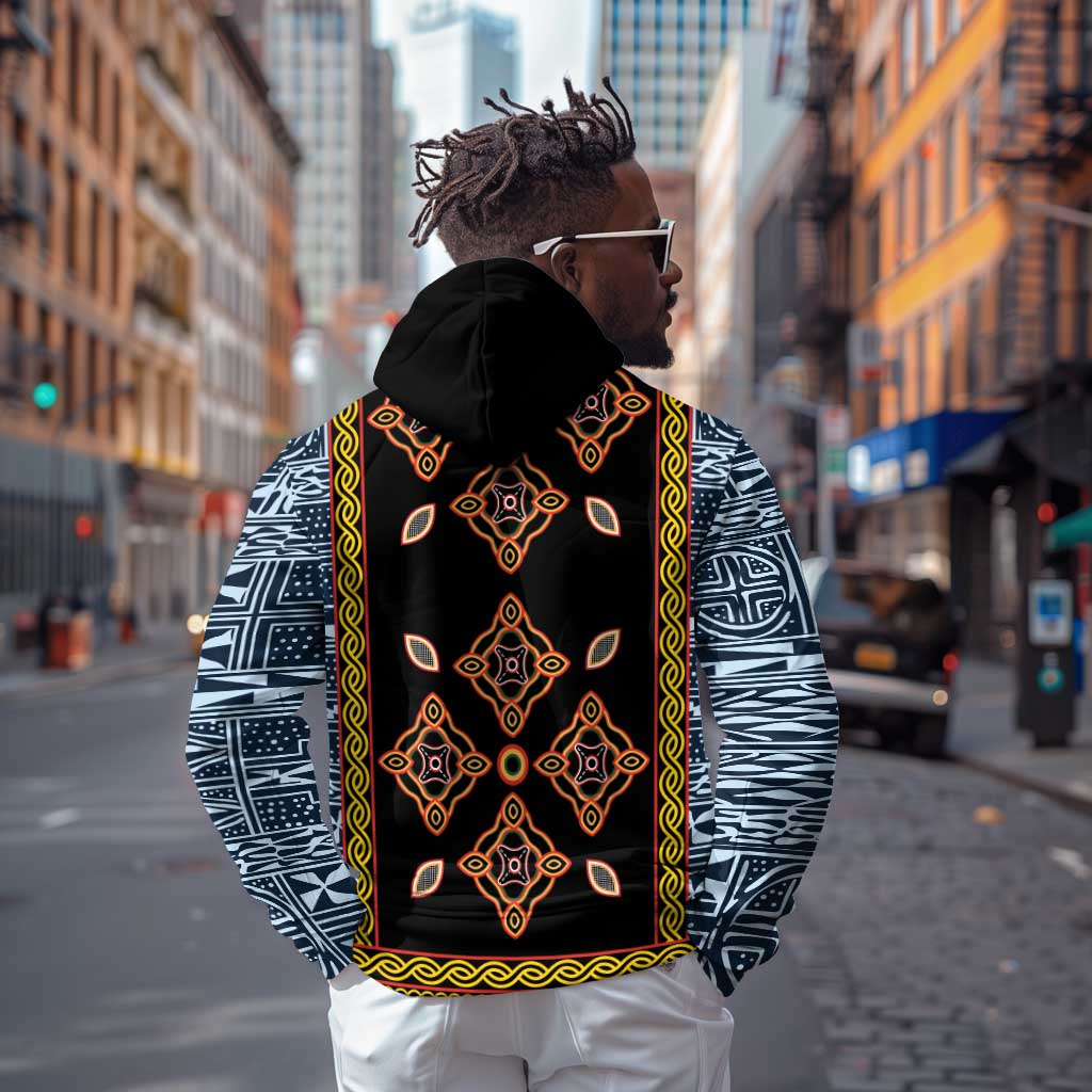 Cameroon Bamileke Toghu Pattern Zip Hoodie Bamenda Royal Cultural Design