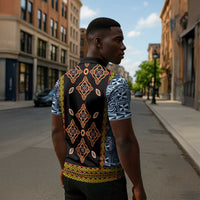 Cameroon Bamileke Toghu Pattern Zipper Polo Shirt Bamenda Royal Cultural Design