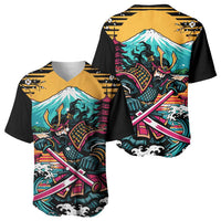 Japanese Samurai Warrior Mount Fuji Baseball Jersey Katana Japanese Wave Cherry Blossom Art