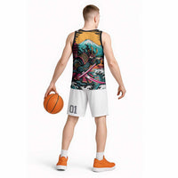 Japanese Samurai Warrior Mount Fuji Basketball Jersey Katana Japanese Wave Cherry Blossom Art