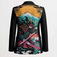 Japanese Samurai Warrior Mount Fuji Blazer Katana Japanese Wave Cherry Blossom Art