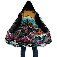 Japanese Samurai Warrior Mount Fuji Cloak Katana Japanese Wave Cherry Blossom Art