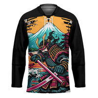 Japanese Samurai Warrior Mount Fuji Hockey Jersey Katana Japanese Wave Cherry Blossom Art