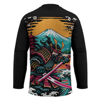 Japanese Samurai Warrior Mount Fuji Hockey Jersey Katana Japanese Wave Cherry Blossom Art