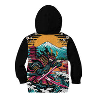 Japanese Samurai Warrior Mount Fuji Kid Hoodie Katana Japanese Wave Cherry Blossom Art