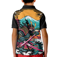 Japanese Samurai Warrior Mount Fuji Kid Polo Shirt Katana Japanese Wave Cherry Blossom Art
