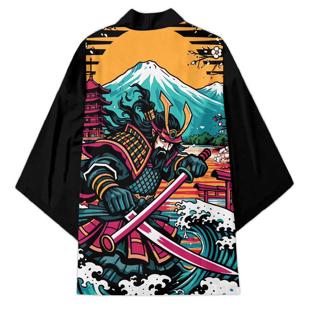 Japanese Samurai Warrior Mount Fuji Kimono Katana Japanese Wave Cherry Blossom Art