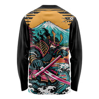 Japanese Samurai Warrior Mount Fuji Long Sleeve Shirt Katana Japanese Wave Cherry Blossom Art