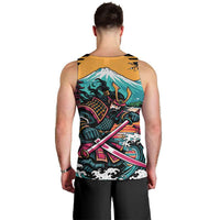 Japanese Samurai Warrior Mount Fuji Men Tank Top Katana Japanese Wave Cherry Blossom Art