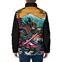 Japanese Samurai Warrior Mount Fuji Padded Jacket Katana Japanese Wave Cherry Blossom Art