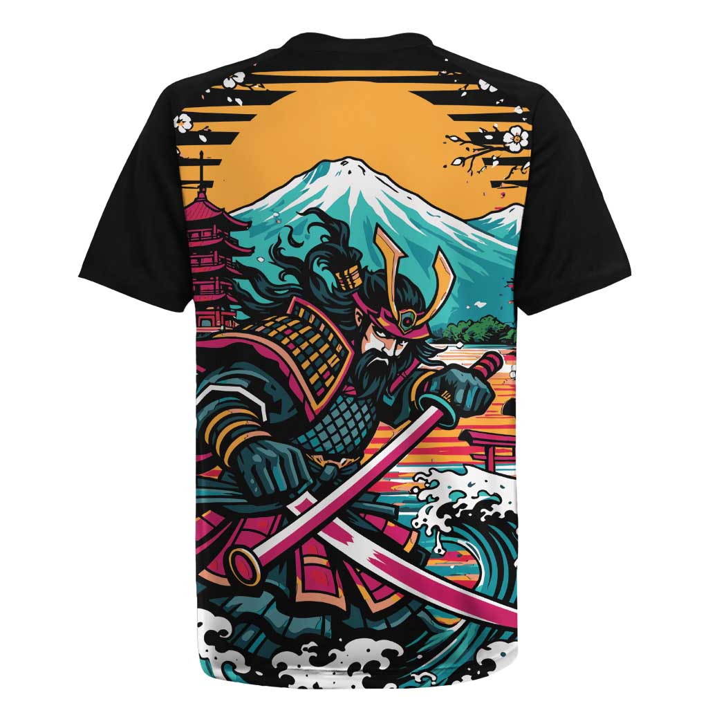 Japanese Samurai Warrior Mount Fuji Rugby Jersey Katana Japanese Wave Cherry Blossom Art