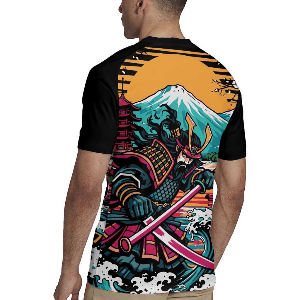 Japanese Samurai Warrior Mount Fuji Rugby Jersey Katana Japanese Wave Cherry Blossom Art