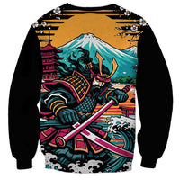 Japanese Samurai Warrior Mount Fuji Sweatshirt Katana Japanese Wave Cherry Blossom Art