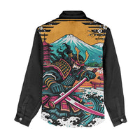 Japanese Samurai Warrior Mount Fuji Women Casual Shirt Katana Japanese Wave Cherry Blossom Art