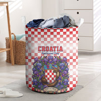 Croatia National Day Laundry Basket Croatian Kuna Heritage Iris Floral