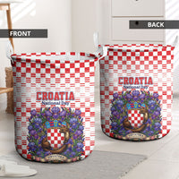 Croatia National Day Laundry Basket Croatian Kuna Heritage Iris Floral