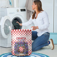 Croatia National Day Laundry Basket Croatian Kuna Heritage Iris Floral