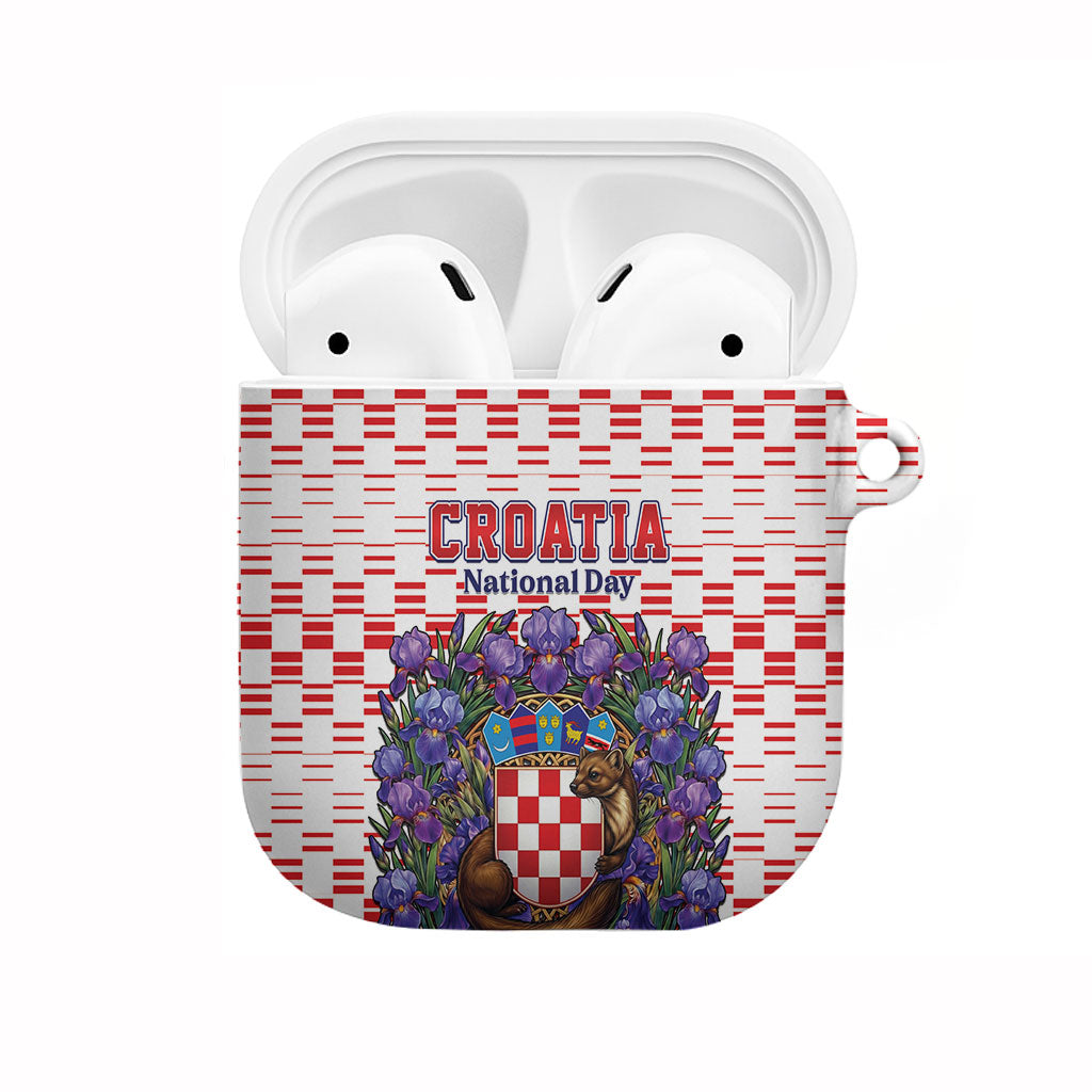 Croatia National Day AirPods Case Croatian Kuna Heritage Iris Floral