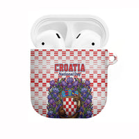 Croatia National Day AirPods Case Croatian Kuna Heritage Iris Floral