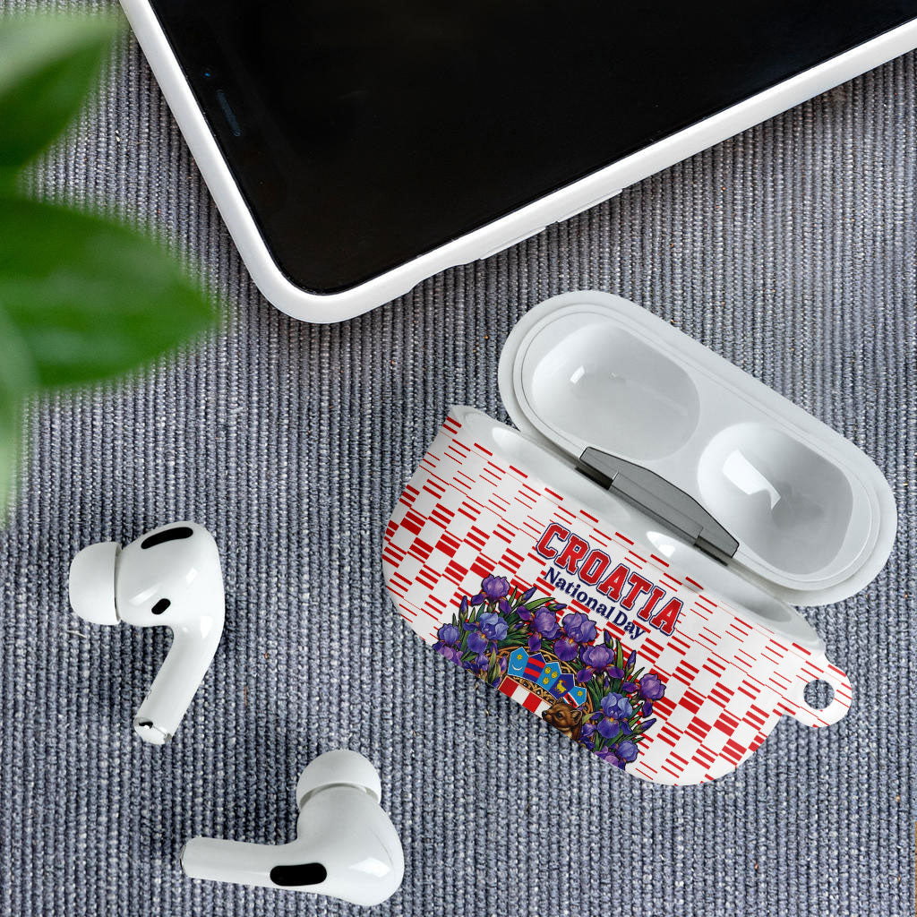 Croatia National Day AirPods Case Croatian Kuna Heritage Iris Floral
