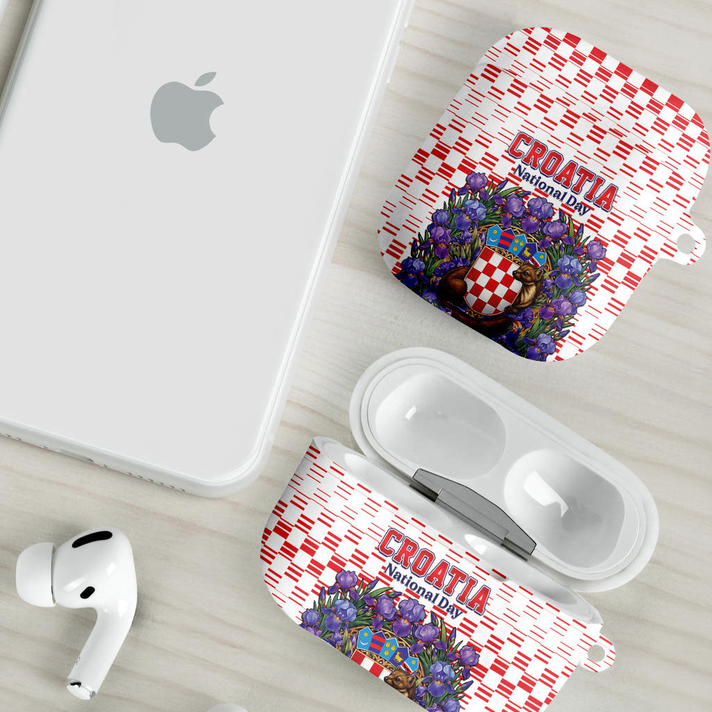 Croatia National Day AirPods Case Croatian Kuna Heritage Iris Floral