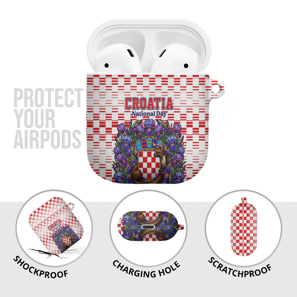 Croatia National Day AirPods Case Croatian Kuna Heritage Iris Floral
