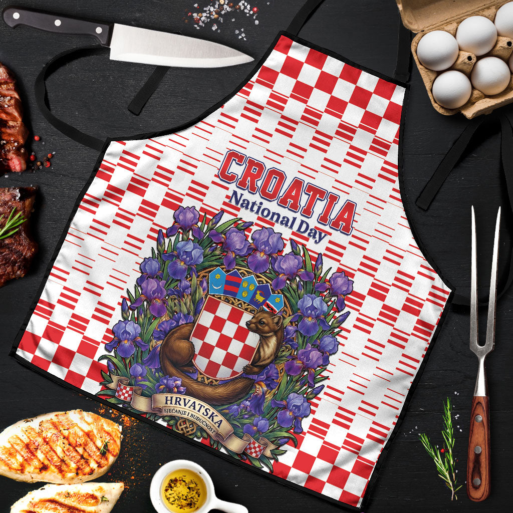 Croatia National Day Apron Croatian Kuna Heritage Iris Floral