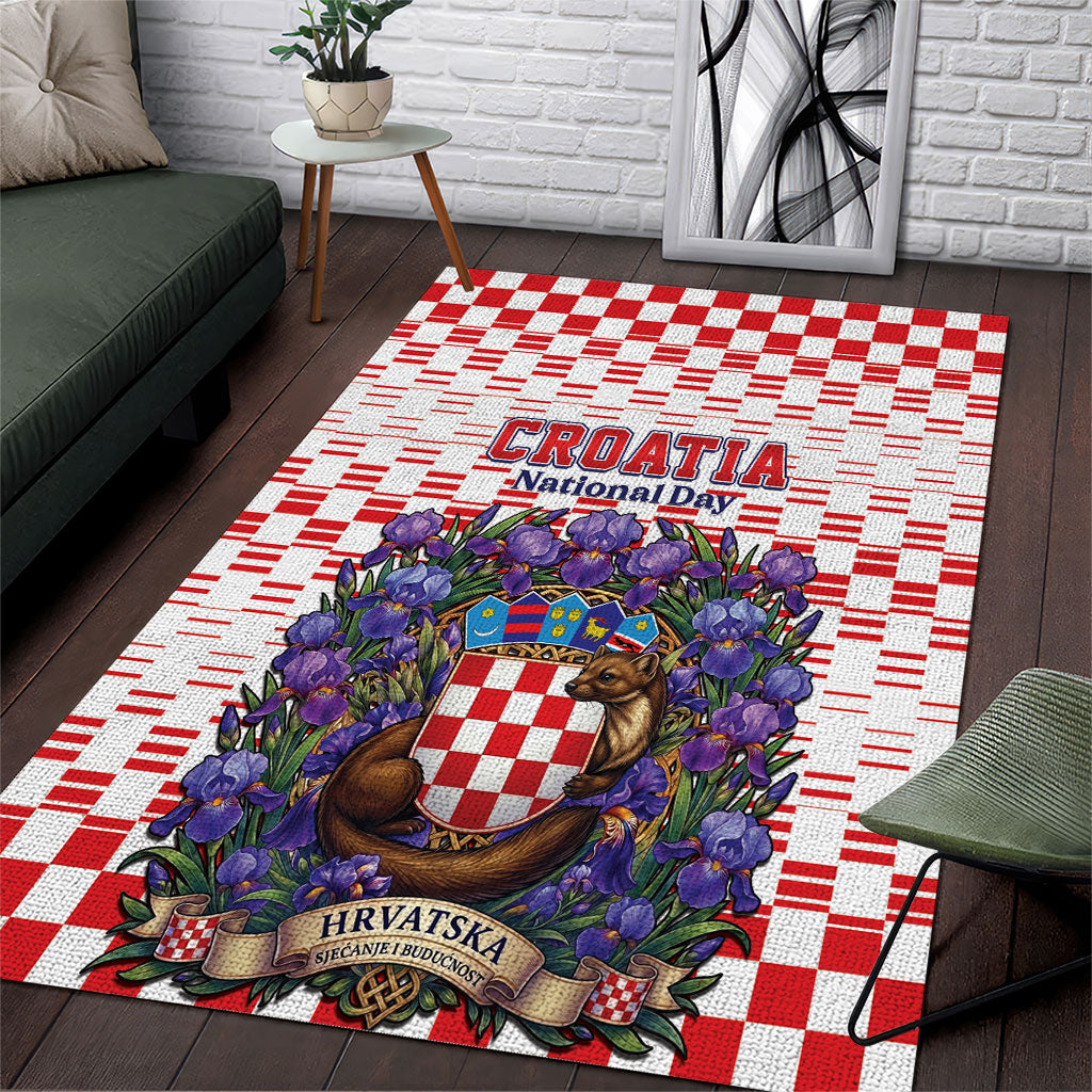 Croatia National Day Area Rug Croatian Kuna Heritage Iris Floral
