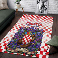 Croatia National Day Area Rug Croatian Kuna Heritage Iris Floral
