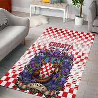 Croatia National Day Area Rug Croatian Kuna Heritage Iris Floral