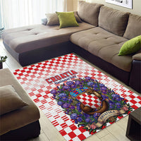 Croatia National Day Area Rug Croatian Kuna Heritage Iris Floral