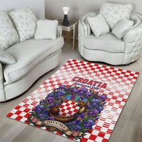 Croatia National Day Area Rug Croatian Kuna Heritage Iris Floral